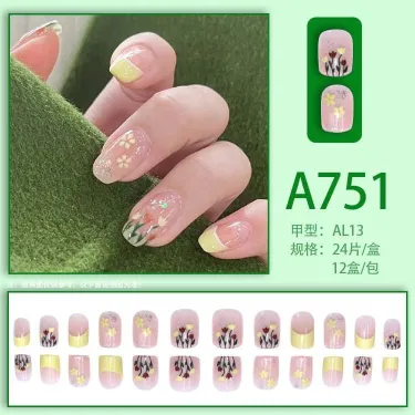 24 Pcs False Nails With Glue